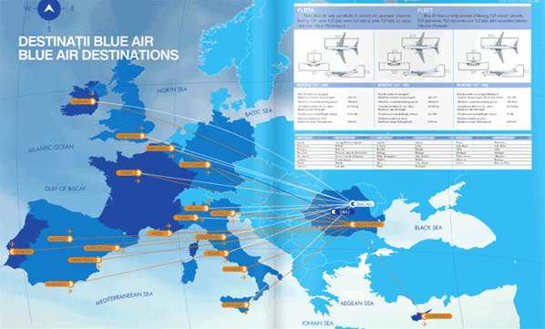 A map of Blue Air's European destinations