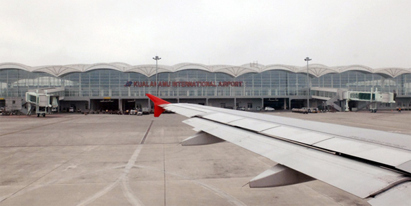 Newly constructed Kuala Namu Airport is pictured from the inaugural flight of AirAsia Indonesia service to Singapore on 12 August.
