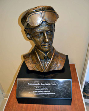 A bronze figurine of John Alexander "JA" Douglas McCurdy