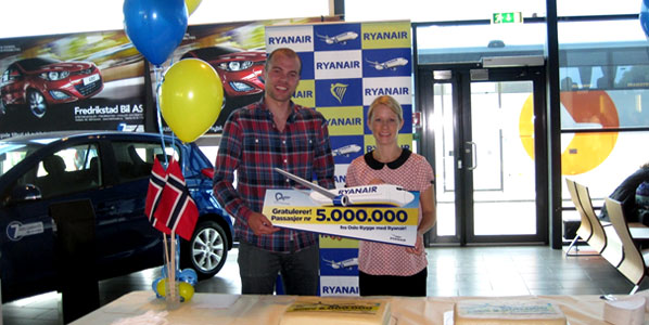 Ryanair celebrated its five million passenger mark and four years of operations at Oslo Rygge this week