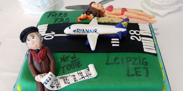 The cake baked for Ryanair's Faro-Leipzig route launch in April 2013