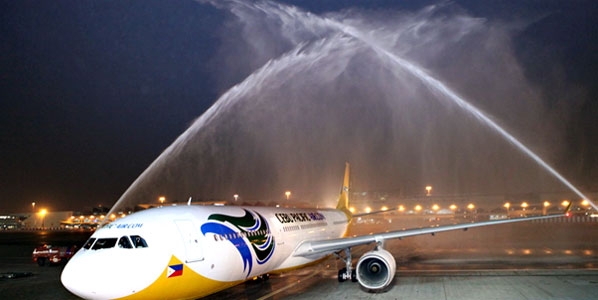 The water cannon salute for Cebu Pacific Air's Manila to Dubai, 7 October