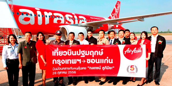 The banner displayed by the Thai AirAsia, to celebrate the launch of the new route, reflects the Buddhist calendar
