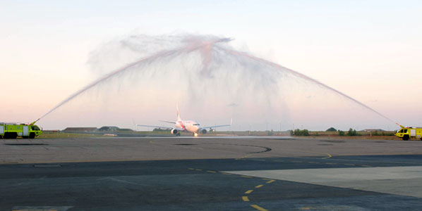 Water cannon salute for Malaysia Airlines Kuala Lumpur to Darwin 1 November