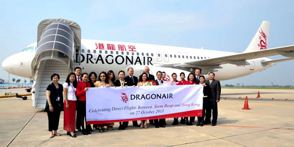 Dragonair celebrating the launch of direct flights between Hong Kong and Siem Reap in Cambodia on Sunday 27 October.