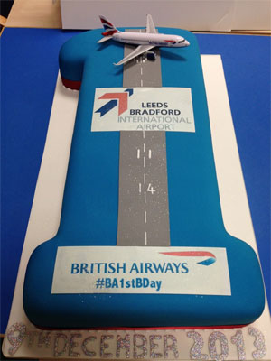 British Airways celebrated one year of operations at Leeds Bradford Airport on 9 December with this fabulous cake.