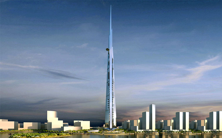 The Kingdom Tower currently under construction in Jeddah