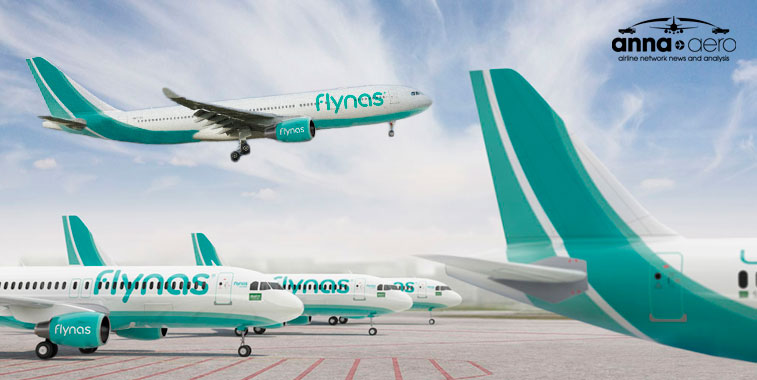 An artist's conception of flynas aircraft on the runway