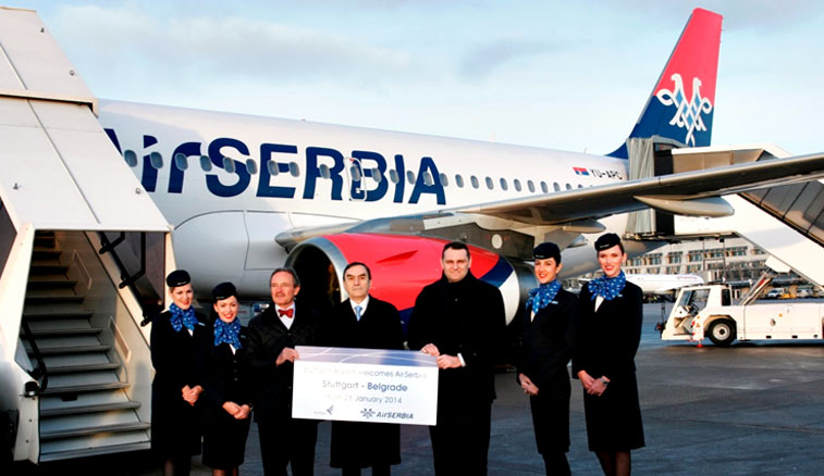 Air Serbia operated an A319 for the first time from Belgrade to Stuttgart Airport.
