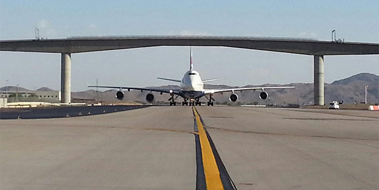 Phoenix Airport’s new taxiway bridge or arch 6 February