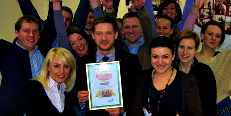 Air Lituanica’s Network Planning Team showing off their Route of the Week award.