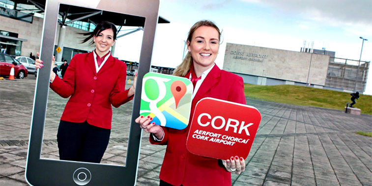 Cork Airport staff celebrating the launch of its iPhone and Android app.