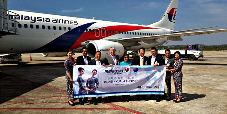 Malaysia Airlines celebrate the launch of services between its Kuala Lumpur hub and Krabi.