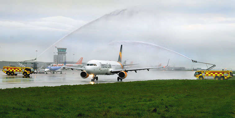 Bristol Airport greeted Thomas Cook Airlines’ new A321 that will be based at the international gateway.