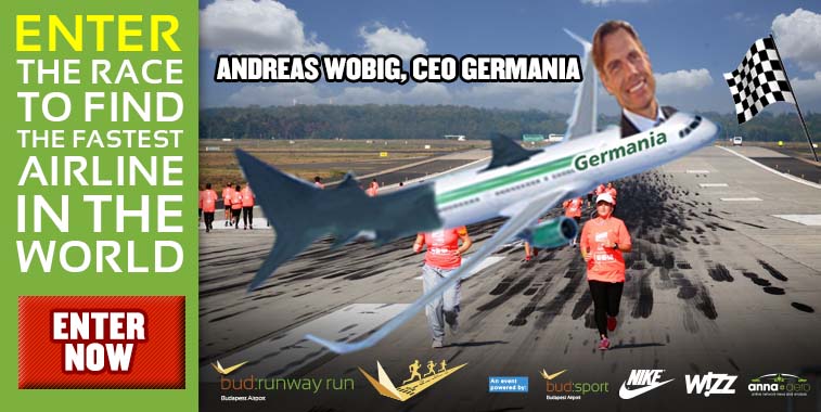 Germania’s Andreas Wobig makes bid for Fastest Airline CEO in Budapest runway run