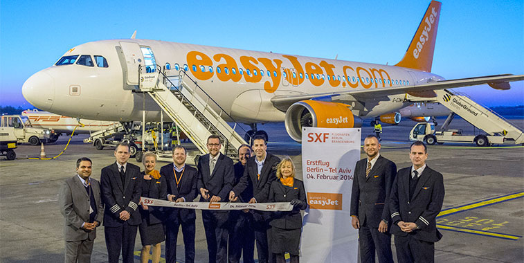 easyJet launched thrice-weekly flights between Berlin Schönefeld and Tel Aviv on 4 February 