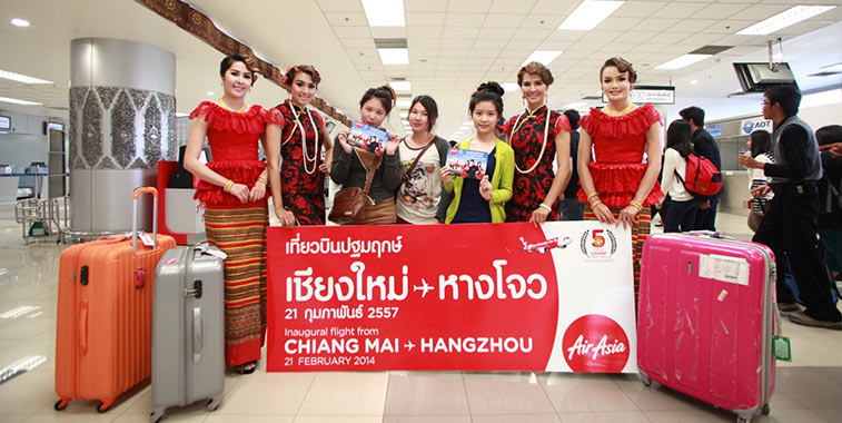 Thai AirAsia began daily flights to Hangzhou from Chiang Mai