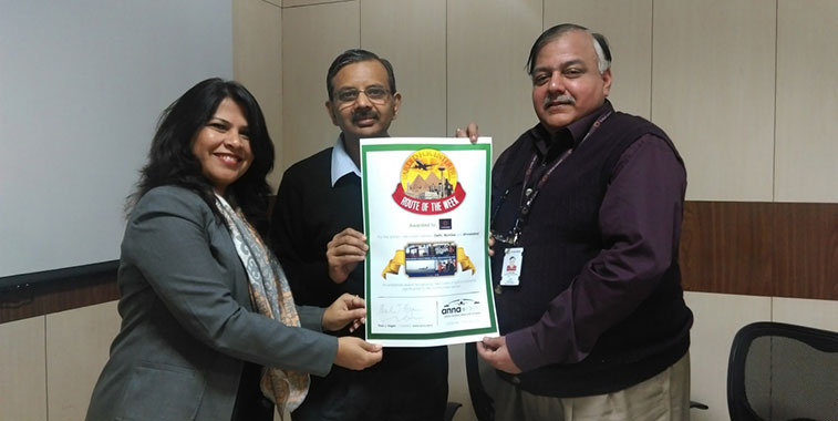 Vistara received its Route of the Week certificate