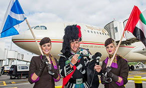 Etihad Airways launches its first route to Scotland