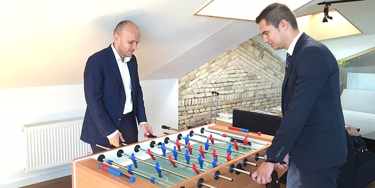 Simonas Bartkus, Head of Marketing Department, Small Planet Airlines) is also known as the fastest scorer at this sport