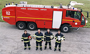 Košice Airport firefighters go wild with joy at second Arch of Triumph win