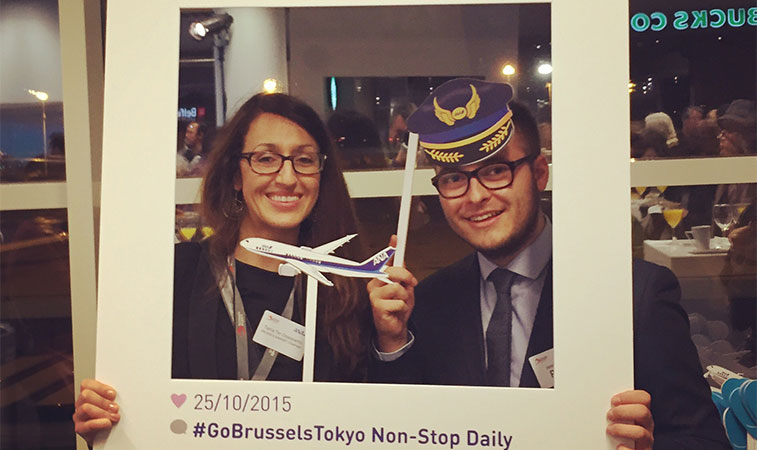 all nippon airways to brussels promoting the route on social media
