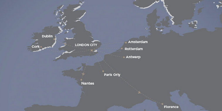 CityJet’s route map for October 2015