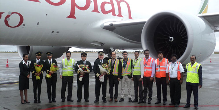 On 2 December, Ethiopian Airlines Cargo inaugurated services to Bengaluru Airport, a flight which will operate twice-weekly from Addis Ababa. Formal celebrations took place in front of the aircraft on its arrival with the aircrafts crew, Menzies Aviation Bobba Bangalore Pvt. Ltd, Globe Ground India, and Team BIAL. 