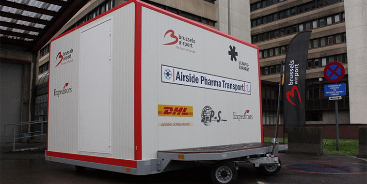 Brussels Airport presented a European first this week, presenting the first "Airside Pharma Transporter". This passively conditioned trailer holds pharmaceutical shipments within the correct temperature limits during transportation between warehouses and aircraft at an affordable cost. This is crucial because an incorrect temperature can cause rejection of medicines. Until today the period on the tarmac was considered the most hazardous link in the transportation process. "The pharmaceutical sector is of great economic importance to our country. Brussels Airport Company has set a goal to become the preferred gateway in Europe for the cold chain industry and medicines in particular." said Steven Polmans, Head of Cargo, Brussels Airport.