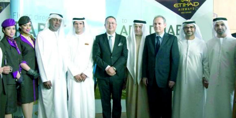 Morocco’s Minister of Tourism Lahcen Haddad, UAE Ambassador to Morocco Al-Asri Saeed Al-Dhaheri and senior Etihad Airways officials gathered at Rabat Airport to celebrate the start of the carrier’s twice-weekly services from Abu Dhabi on 15 January.