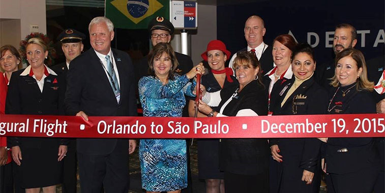 Sao Paulo Guarulhos Airport has reported traffic declines in seven of the first 10 months of 2015, but a recent bright spot was the launch just before Christmas of flights from Orlando with Delta Air Lines. The service will operate four times weekly with 767-300s.