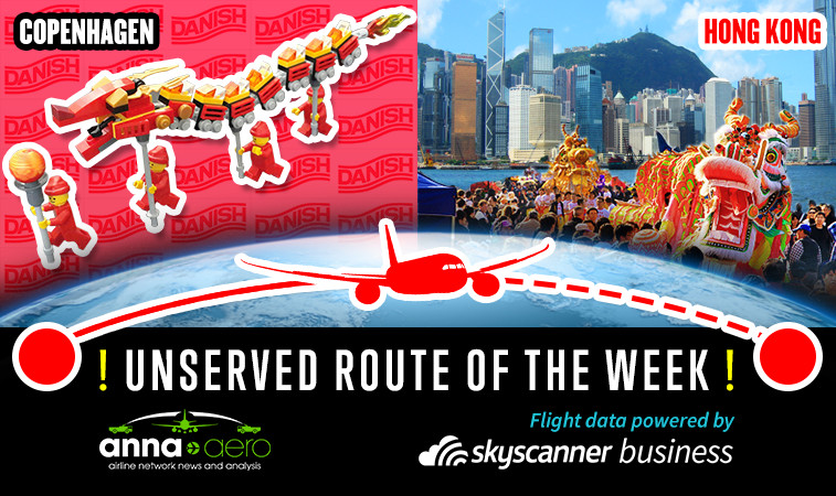 Skyscanner unserved route is Copenhagen to Hong Kong