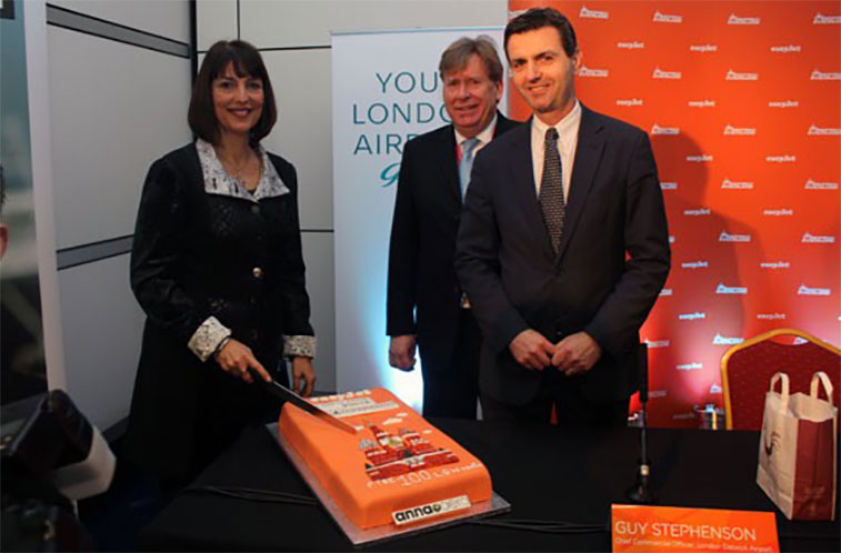 easyJet celebrate the launch of its historic flights from London Gatwick to Moscow