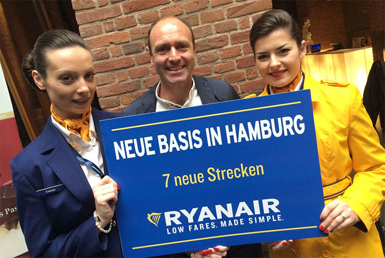 Kenny Jacobs has been a busy man travelling around Europe announcing new Ryanair routes and bases. Hamburg will be the airline’s 80th and eighth in Germany. The airline started serving Hamburg in October 2014 having previously served nearby Lübeck Airport from multiple bases since 2000.