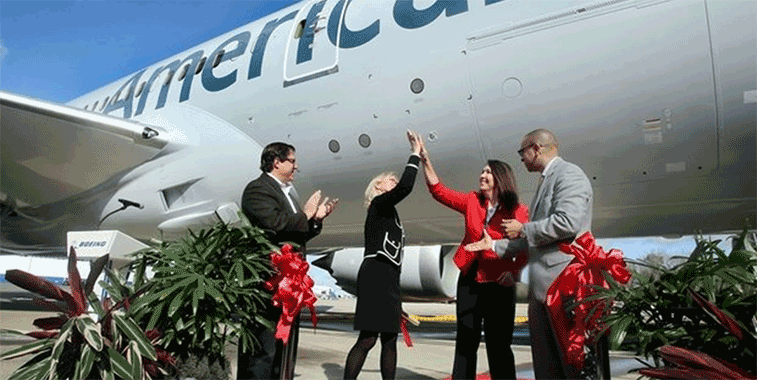 Boeing handed over its 100th North Charleston-made Dreamliner to American Airlines on 16 February