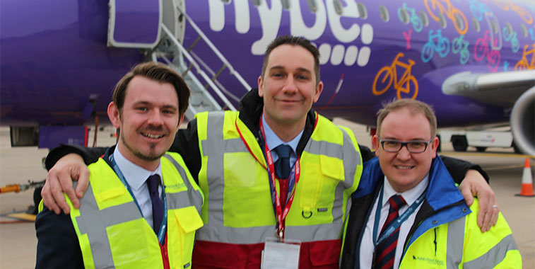 Seen celebrating the opening of Flybe’s newest base