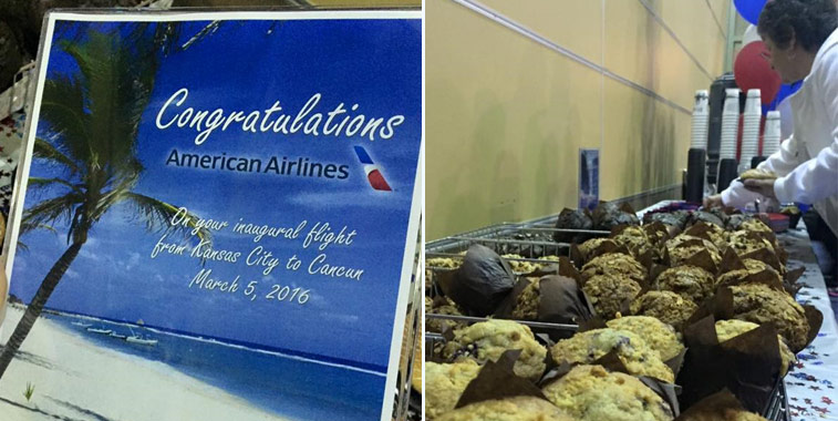 American Airlines’ service to Cancún on 3 March by handing out fresh pastries and muffins to passengers on the first flight
