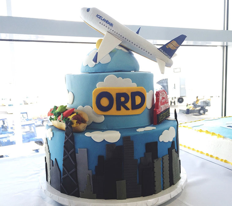 Chicago O’Hare celebrated the start of Icelandair’s services from Reykjavik/Keflavik with this fantastic cake