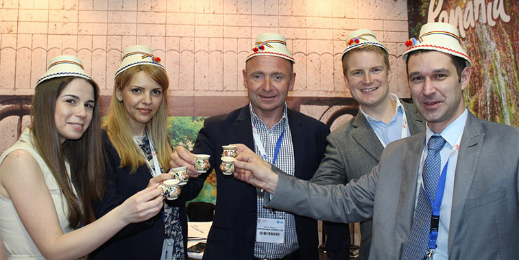 Birmingham and Bucharest airports celebrated with a toast of Romanian Bran the soon-to-commence Blue Air service