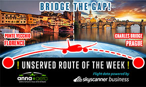 Prague-Florence is Skyscanner “Unserved Route of the Week” with 80,000+ searches in 2015 – not a bridge too far for Vueling!