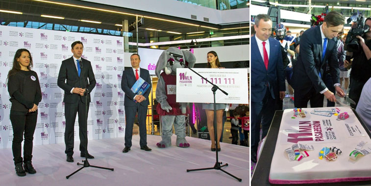 Warsaw Chopin Airport celebrated handling 11,111,111 passengers in a calendar year