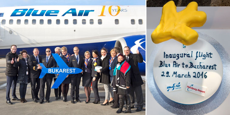 Hamburg Airport heralded the arrival of Blue Air’s inaugural service from Bucharest