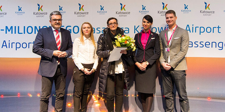 On 21 December 2015 Katowice Airport celebrated handling three million passengers in a calendar year for the first time