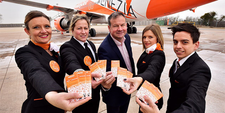 easyJet commenced services from Bristol to Venice Marco Polo on 23 March