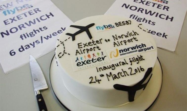 Exeter Airport celebrated the start of Flybe’s inaugural service from Norwich 
