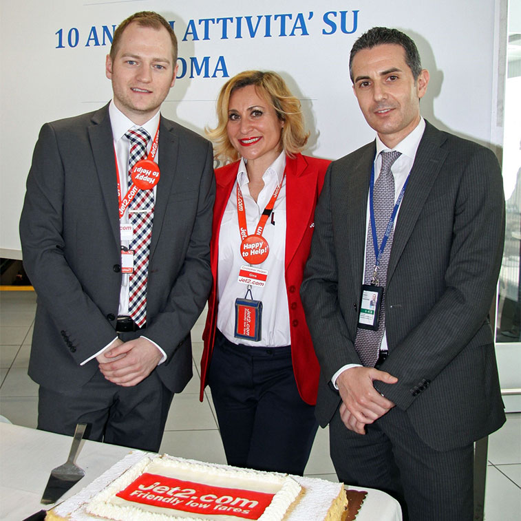 Jet2.com celebrated its 10-year anniversary of services from Rome Fiumicino Airport on 7 April