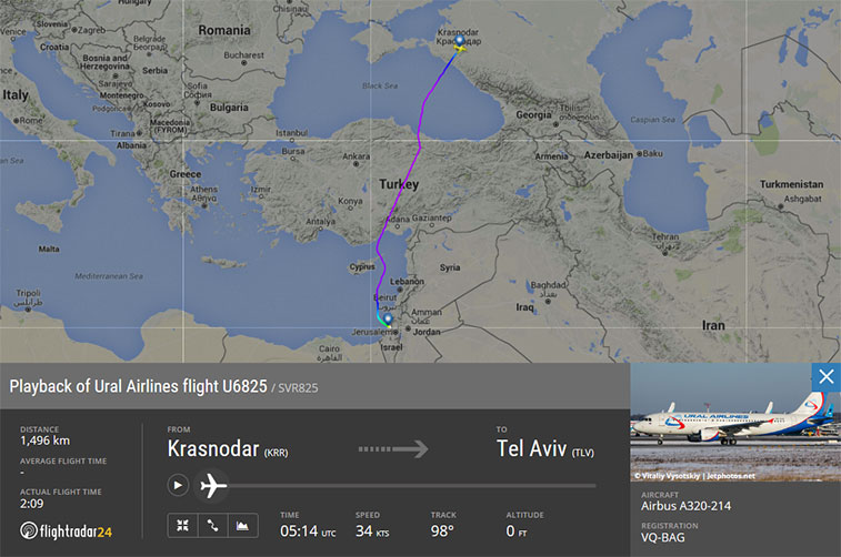 Proof, it was needed, that Ural Airlines’ first flight from Krasnodar to Tel Aviv was operated on 6 April