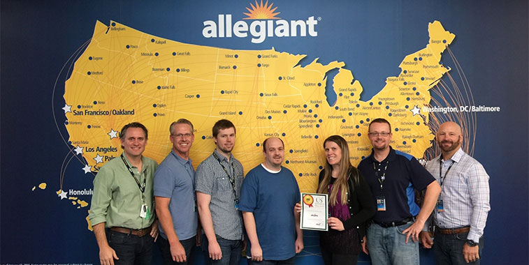 Celebrating Allegiant Air’s US ANNIES win in the Most New Routes category are: Jude Bricker, COO and SVP of Planning;