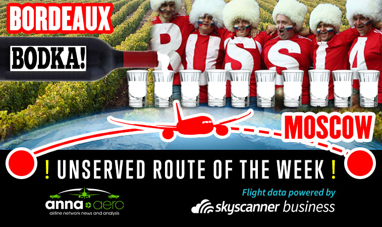 Skyscanner-anna.aero “Unserved Route of the Week”: Bordeaux to Moscow