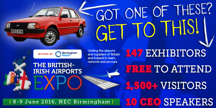 The British-Irish Airports EXPO fills an entire hall of the Birmingham National Exhibition Centre right next to the airport.